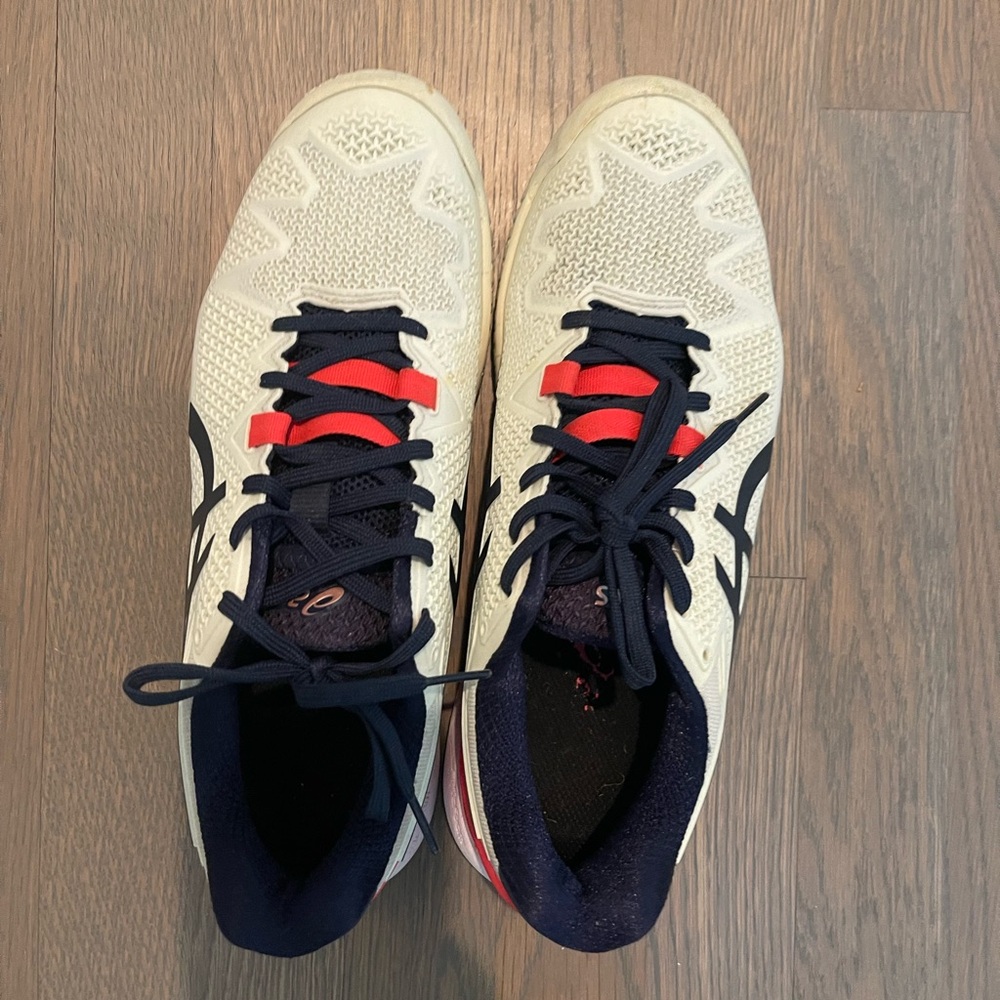 Asics Cream and Navy Athletic Shoes